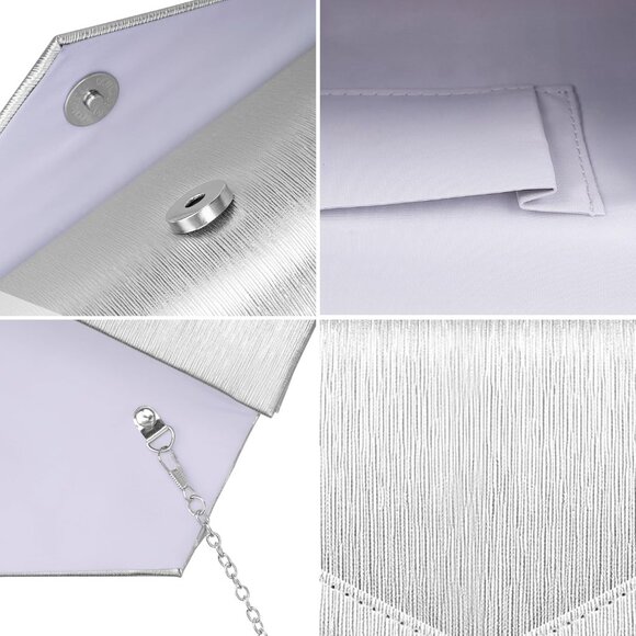 Women's Evening Handbags Fashion Vegan Leather Envelope Clutch Purse Chain - Picture 6 of 7